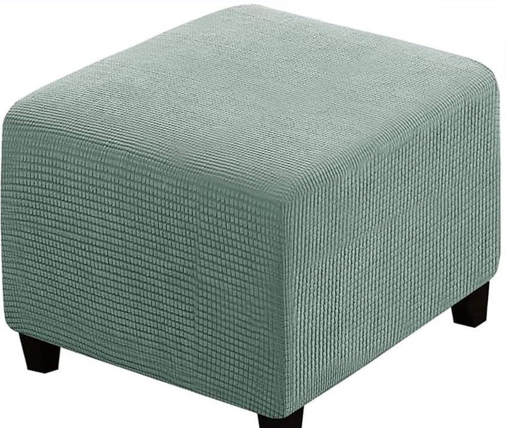 SWJ-swjssb Stretch Corduroy Ottoman Slipcover,Square Footstool Cover Large Brown Grey Black Footrest Pouffe Protector Covers With Elastic Bottom Washable Super Soft Ottoman Covers(Pea green,70x70 cm)