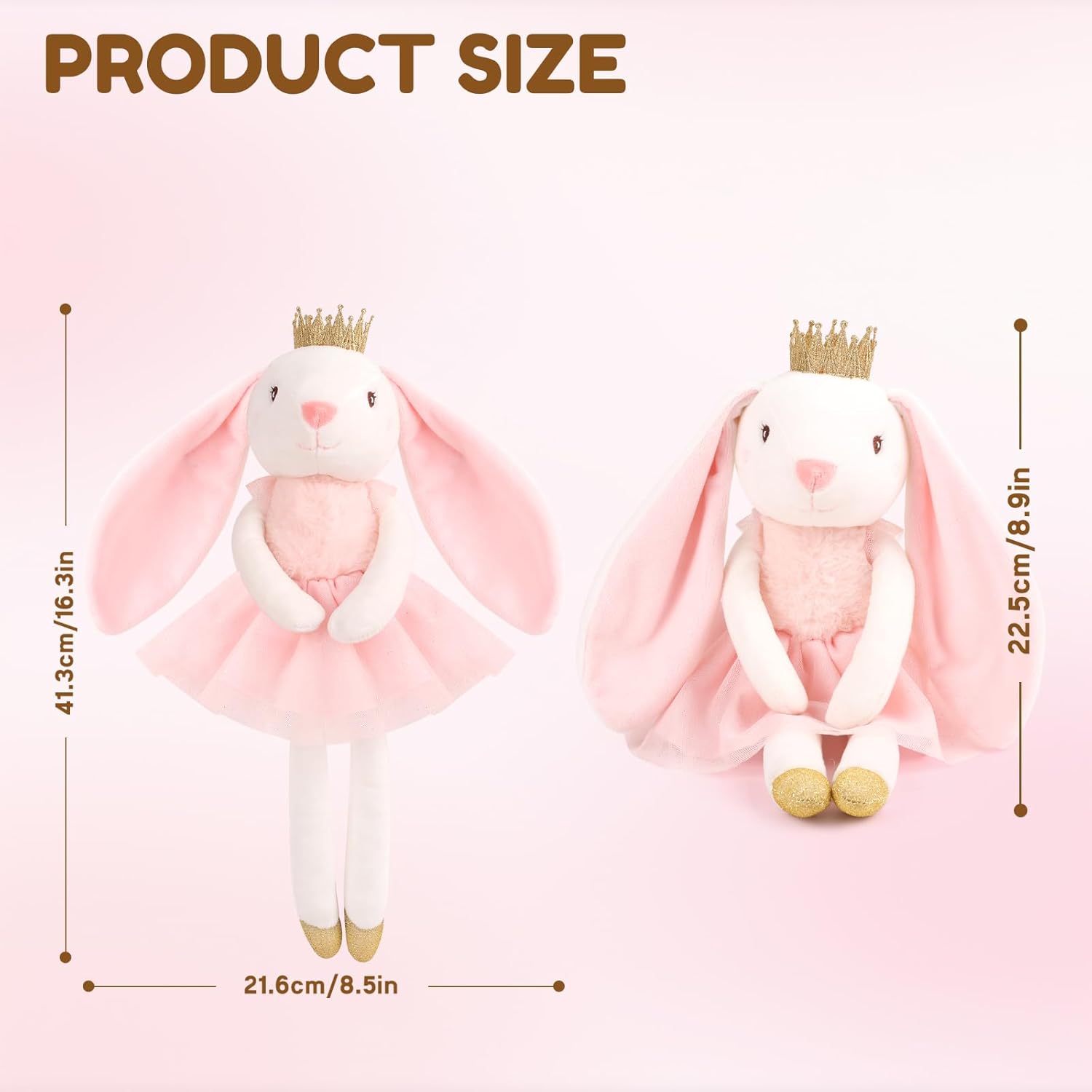 15.7" Bunny Stuffed Animals for Girls,Soft Bunny Plush Easter Stuffed Animal,Princess Stuffed Rabbit Toy,No Shedding Plush Toy,Ballerina Doll Stuffed Bunny for Baby Girl Boy Birthday Gifts,Pink