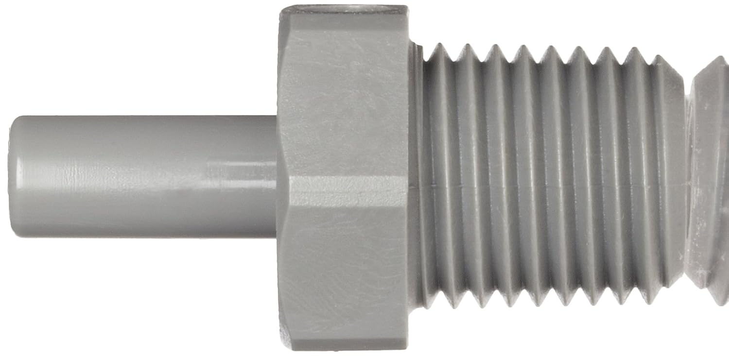 John Guest Acetal Copolymer Tube Fitting, Stem Adaptor, 1/4" Stem OD x 3/8" NPTF Male (Pack of 10)