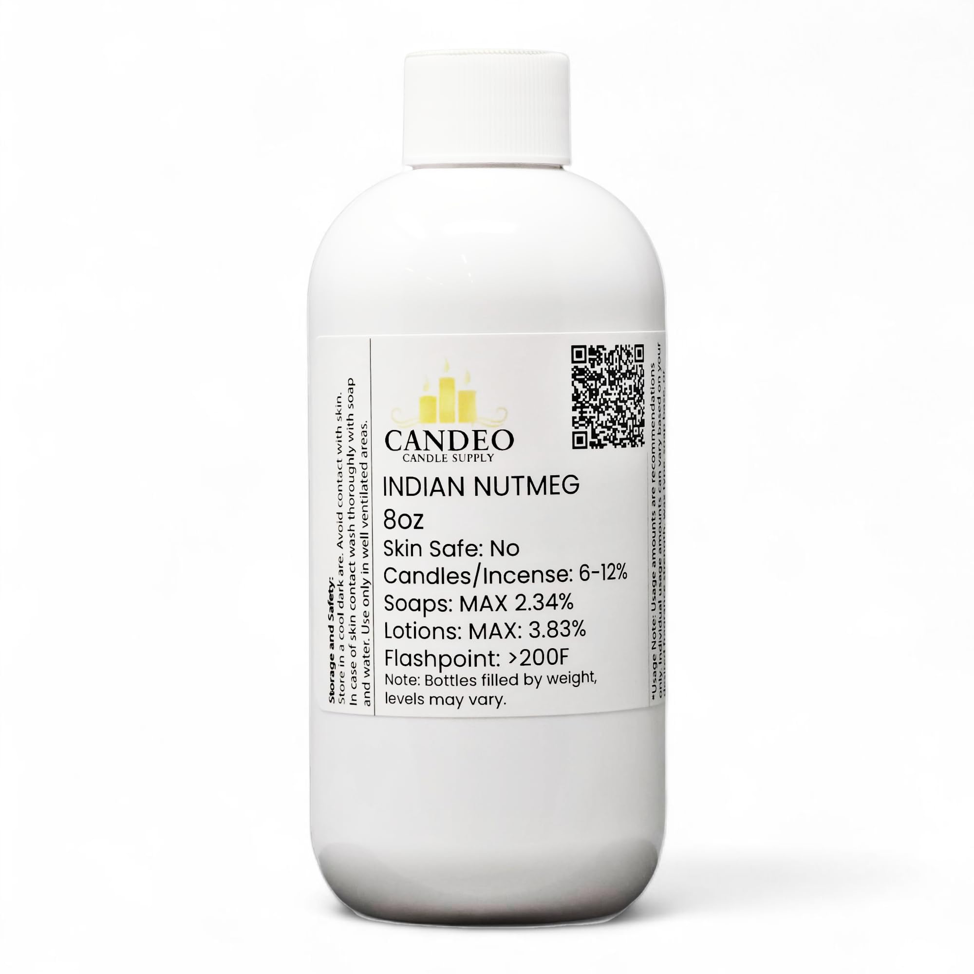 Indian Nutmeg Fragrance Oil (8oz Bottle) | Candle Making, Soap Making, Room Sprays, Bath Bombs, Lotion, Car Fresheners, Wax Melts | Candeo Candle