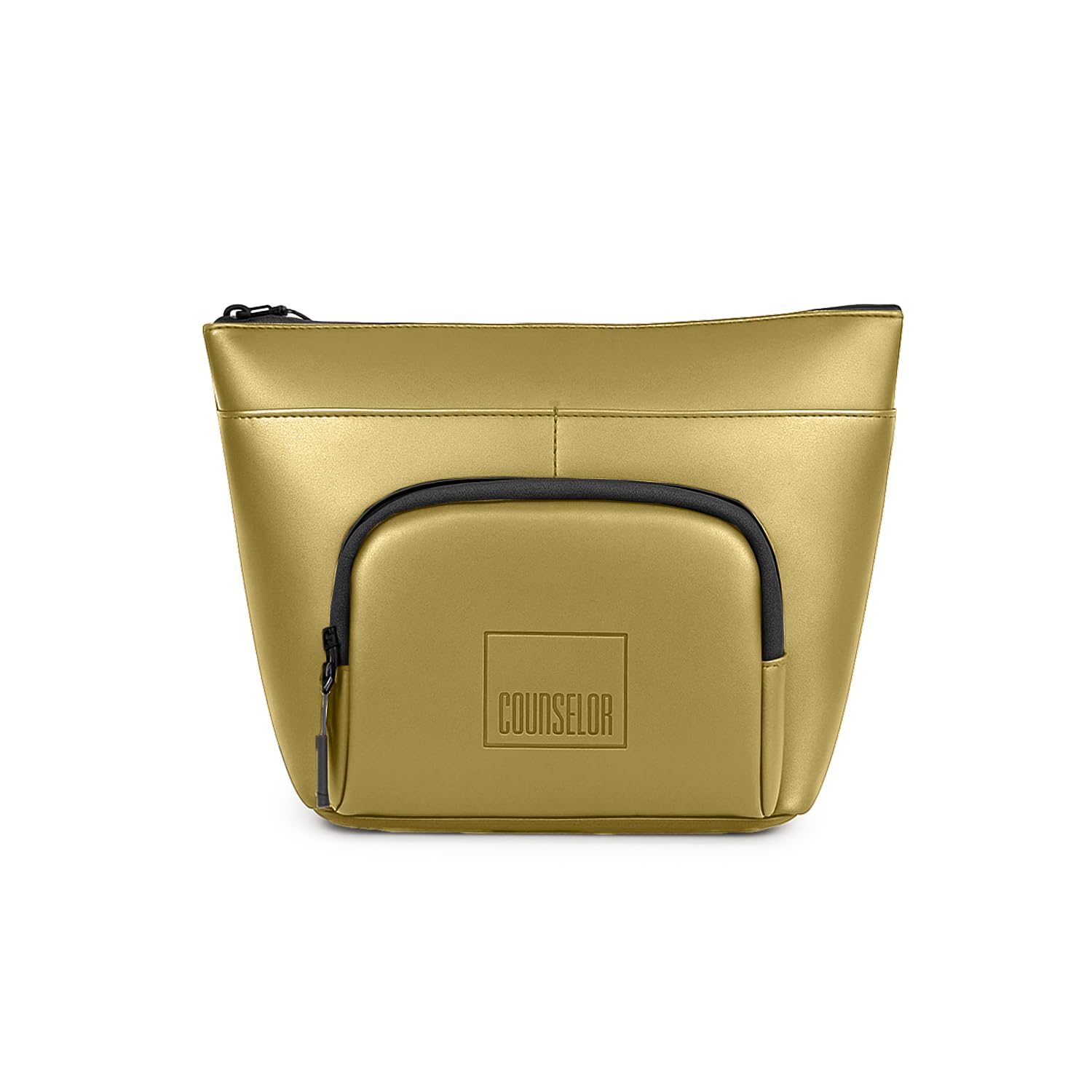 Women’s Toiletry Pouch, Vegan Leather Makeup & Cosmetic Travel Bag with Handle, Multi-Compartment Toiletry Organizer for Women Eiko (Gold)-image-26