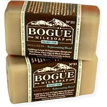 Handmade Goat Milk Soap- Two bars BOGUE No.31 WELLNESS Rejuvenating Blend Uplifting Lemon & Peppermint, therapeutic Palo Santo & Clary Sage