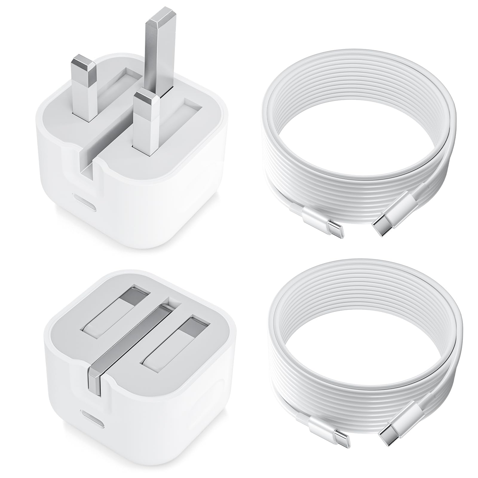 für iPhone 17 16 15 Ladegerät, USB-C-Schnellladeadapter mit 2 m Kabel [USBC zu C], 2er-Pack 25 W PD-Stecker für iPhone 17/17 Air/16/15/15/Pro/Pro Max, iPad Pro/Air/Mini
