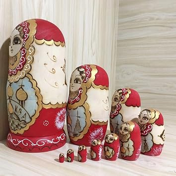 10 Pcs Vintage Russian Babushka Matryoshka Nesting Dolls for Children