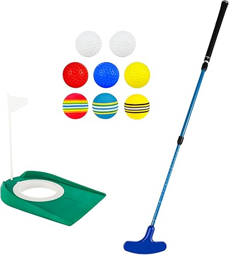 Putter de golf ajustable para diestros o zurdos, de dos vías, con pelotas de golf y copa de bandera para adultos y niños, para entrenamiento de