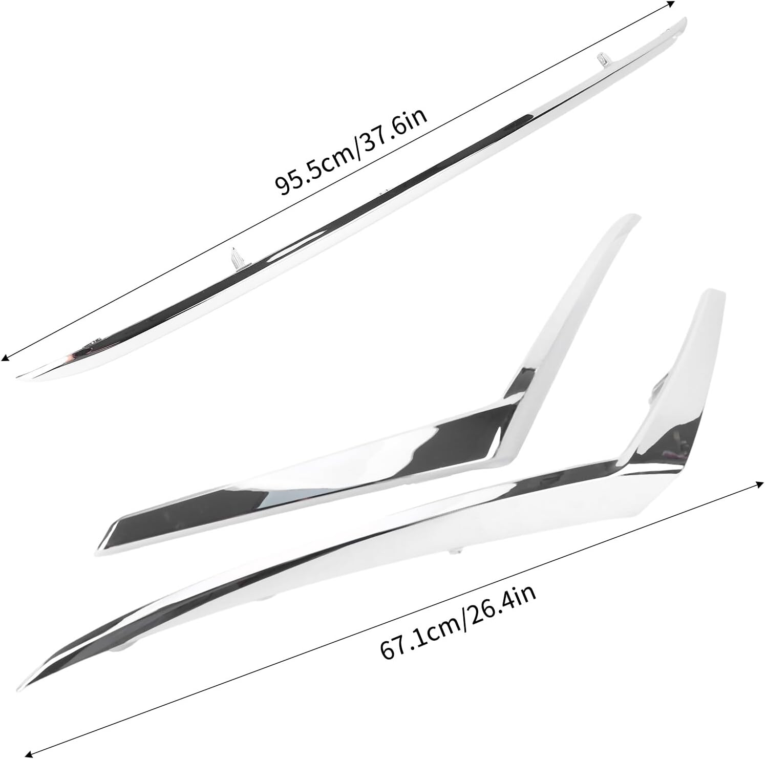 3Pcs Bumper Molding Trim Chrome Car Front Left Right Bumper Trim Compatible with 2021-2023 Replaces 62072-5R60A NI1046111 NI1047111