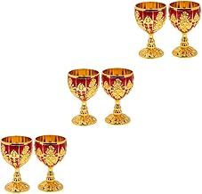 Angoily 6 Peças De Copo De Vinho Branco Alto Cálice Medieval Copo De Uísque Retrô Copo De Chá Vintage Copos De Champanhe Suportes De Vinho Tinto Copos De Vinho Delicados Liga De Champanhe