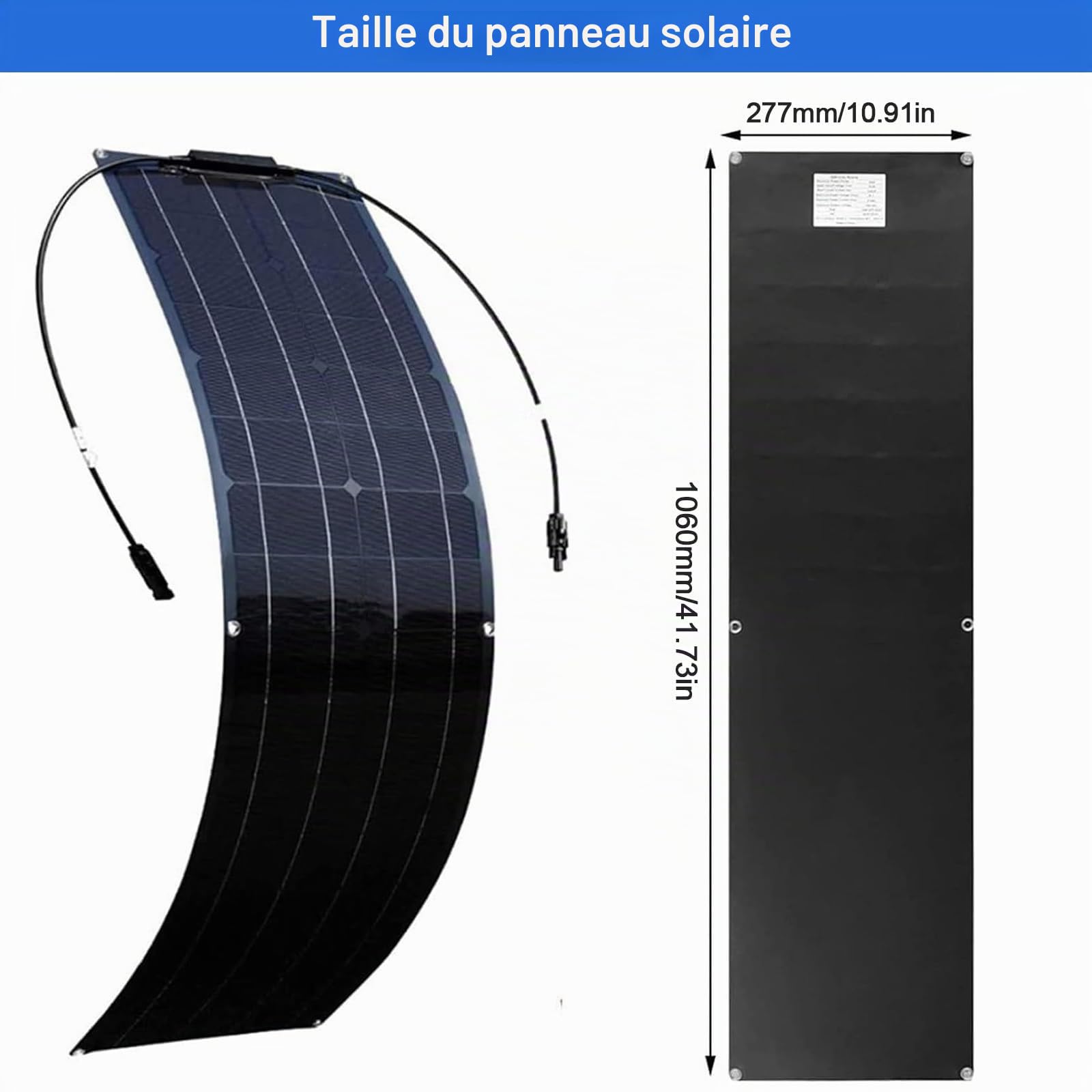 Kit Panneau Solaire Souple 200W 400W 800W Monocristallin Panneaux Solaires avec 40A Charge Contrôleur pour Batterie, Camping Car, Camper, Van, Bateaux, Caravane(200W)