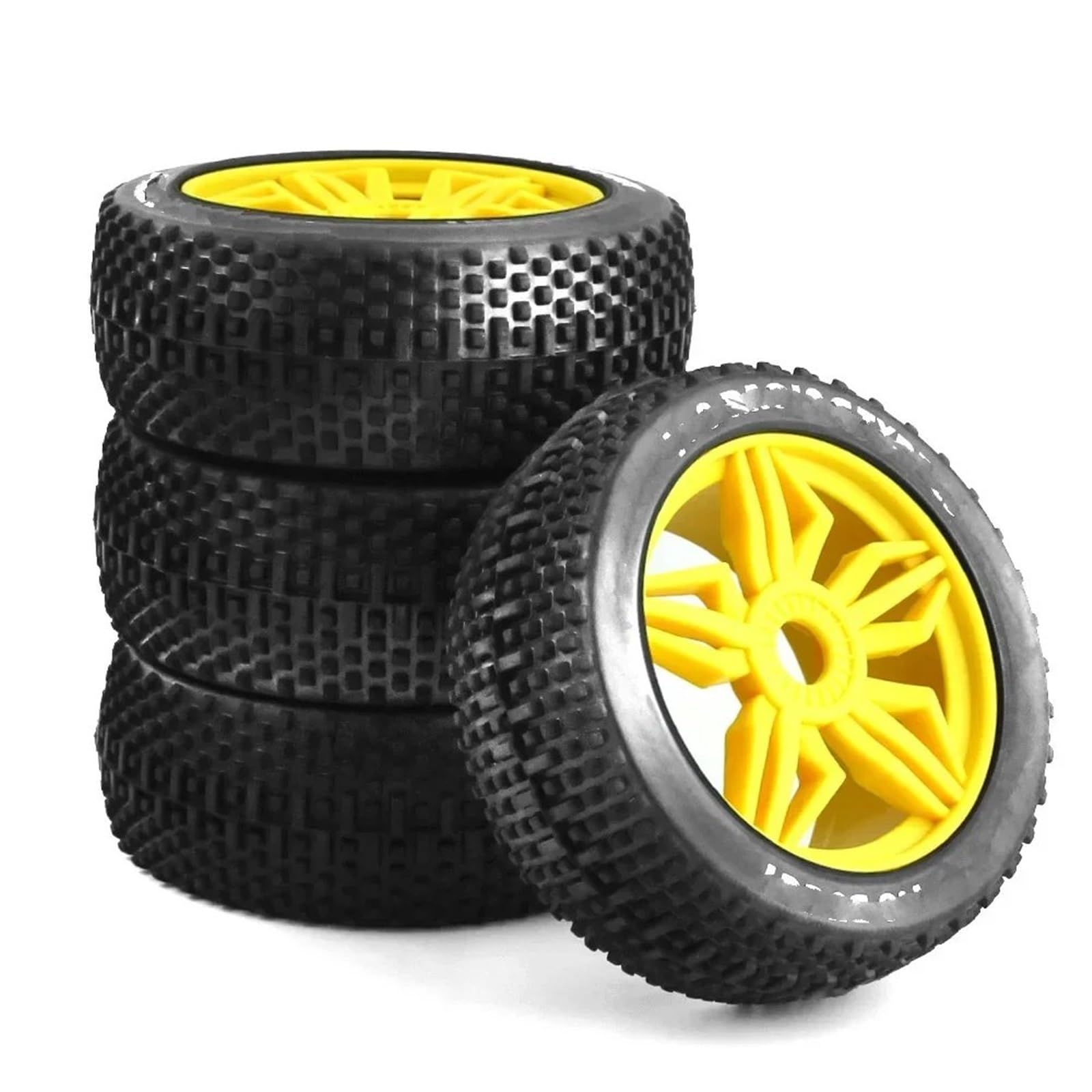 4 Pneus RC Tout-Terrain 17 Mm Hex Pour Buggy 1/8 – Compatible Kyosho MP10, HSP – Caoutchouc Souple Et Roues Plastique