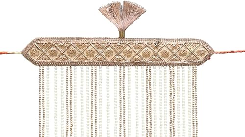 Groom sehra Marriage sehra Wedding Handmade Groom Accessory | Handmade Pearl Stone & Studded AD (American Diamond) Sehra for Men/Groom Or Special Occasions.(Sehra-03)