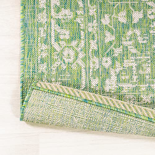 Image of JONATHAN Y Boho Medallion Indoor Outdoor Area Rug 8X10 Cream /Green, Malta Textured Weave for Backyard, Patio, Porch, Easy-Cleaning, High Traffic, Pet-Friendly, Non-Shedding (SMB104F-8)