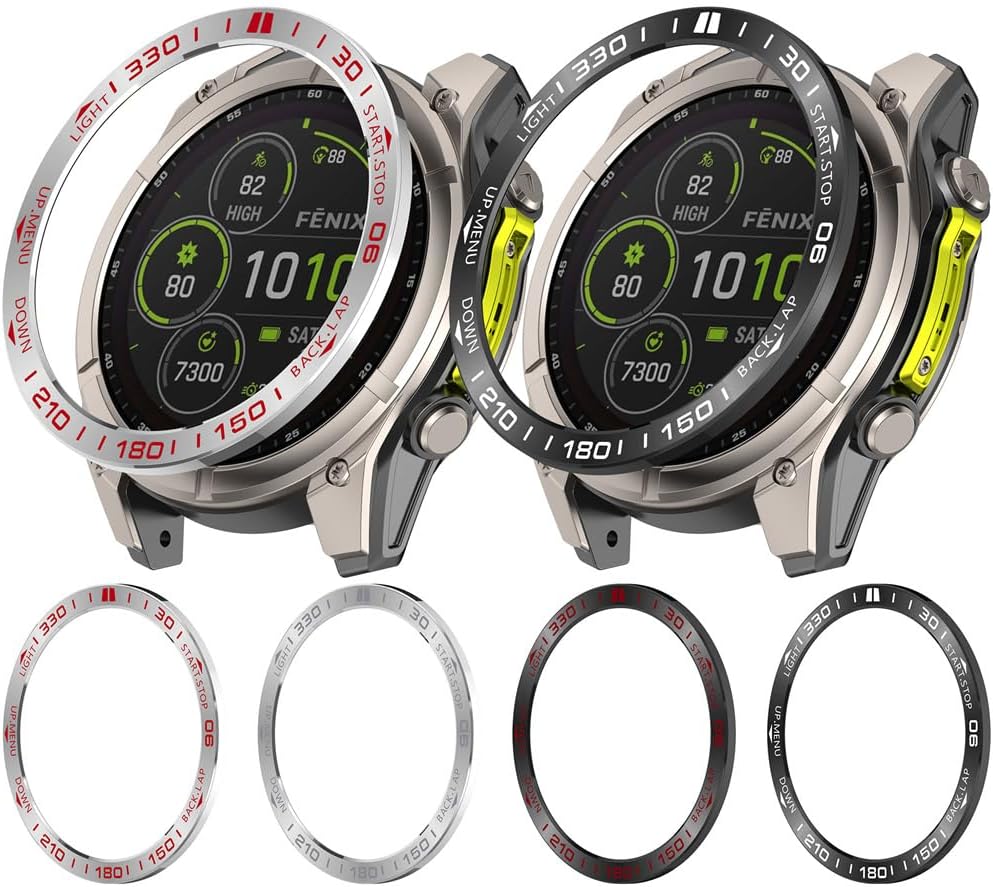 Bezel Styling Compatible with Garmin Fenix 8 AMOLED 47mm Adhesive Frame Ring Cover Anti Scratch [Stainless Steel] Protection for Fenix 8 AMOLED 47mm