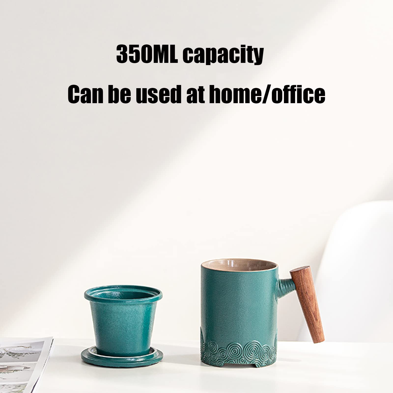 Orientalny ceramiczny zestaw do herbaty Zestaw czajniczków Ceramiczne filiżanki do herbaty z zaparzaczem i pokrywką, Kubek z zaparzaczem, Kubek z sitkiem do herbaty, Ceramiczny kubek do zaparzania her