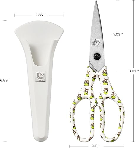Miniatura 5 de Linoroso Tijeras de cocina resistentes con soporte magnético, hechas con acero japonés 4034, tijeras de cocina multipropósito ultra afiladas para