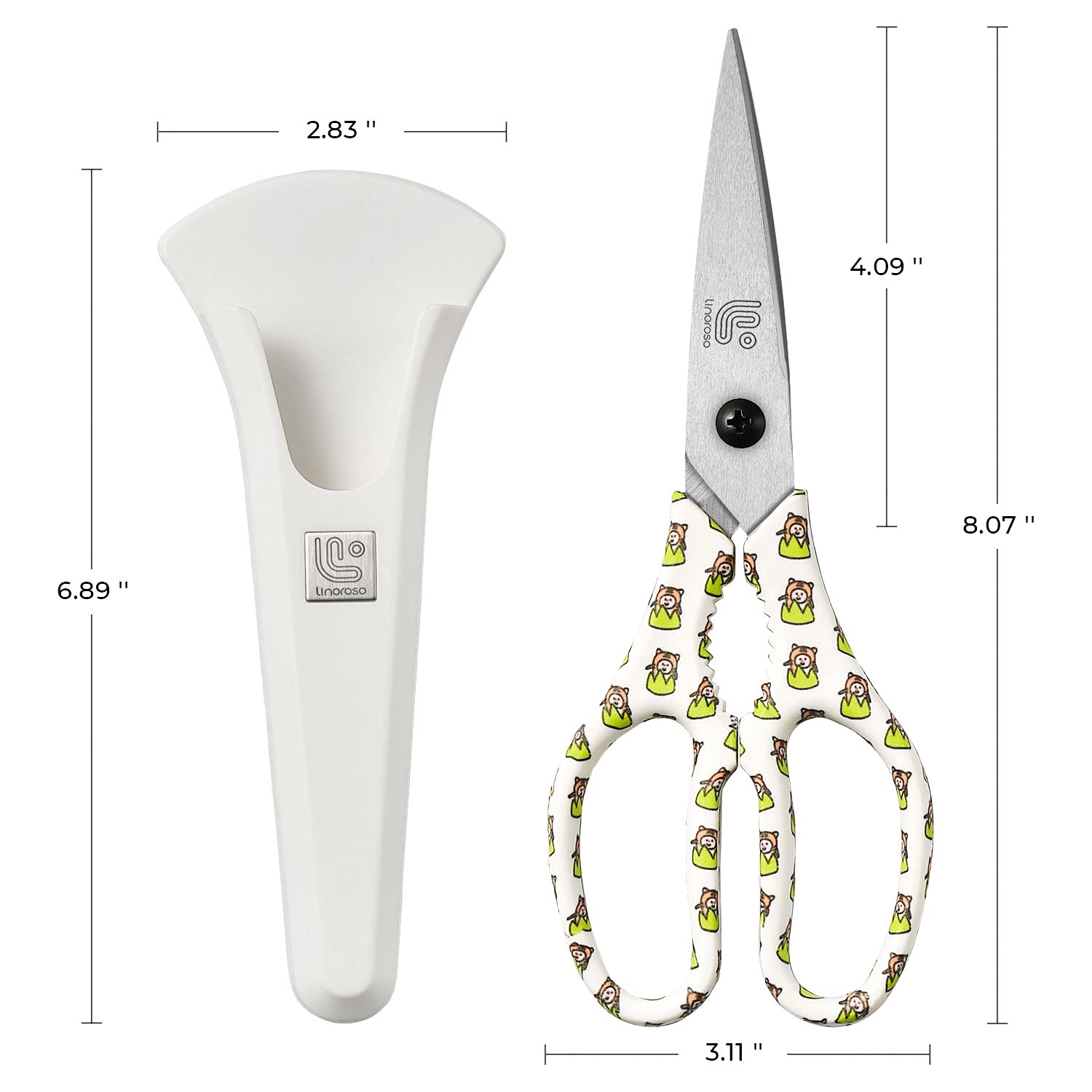 Linoroso Forbici da Cucina Professionali con Coperchio Magnetico Forbice da Cucina Affilate e Multiuso in Acciaio Inossidabile per Pizza Pollo Gamberetti Pesce Pollame Verdure Erbe Noci - Tigri