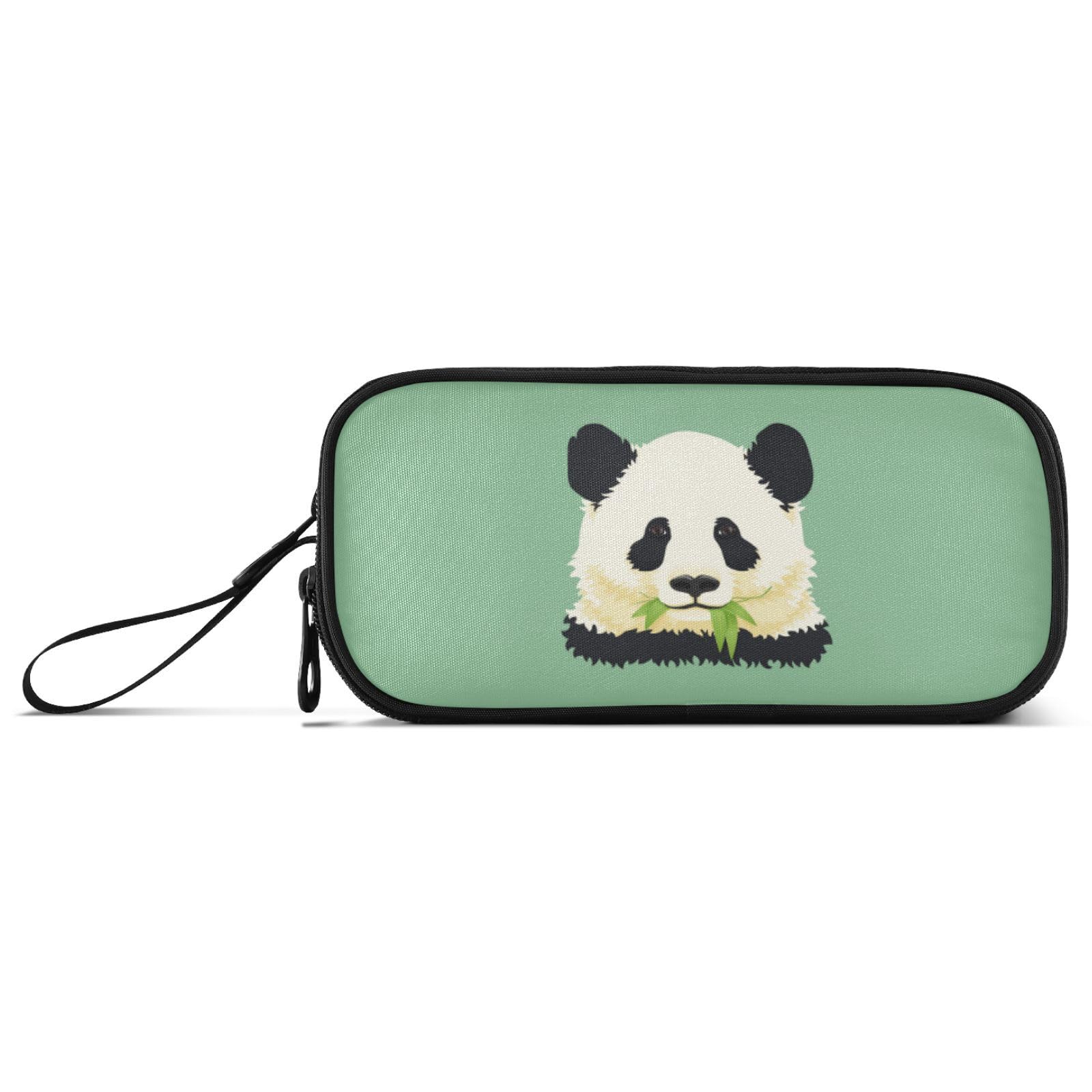 Large Pencil Case, Big Capacity Pencil Bag Pen Pouch Holder 3 Compartments, Panda Head Bamboo Leaves School Office Supplies Stationery Makeup Bag Storage Organizer for Students Girls Boys Women — image 1