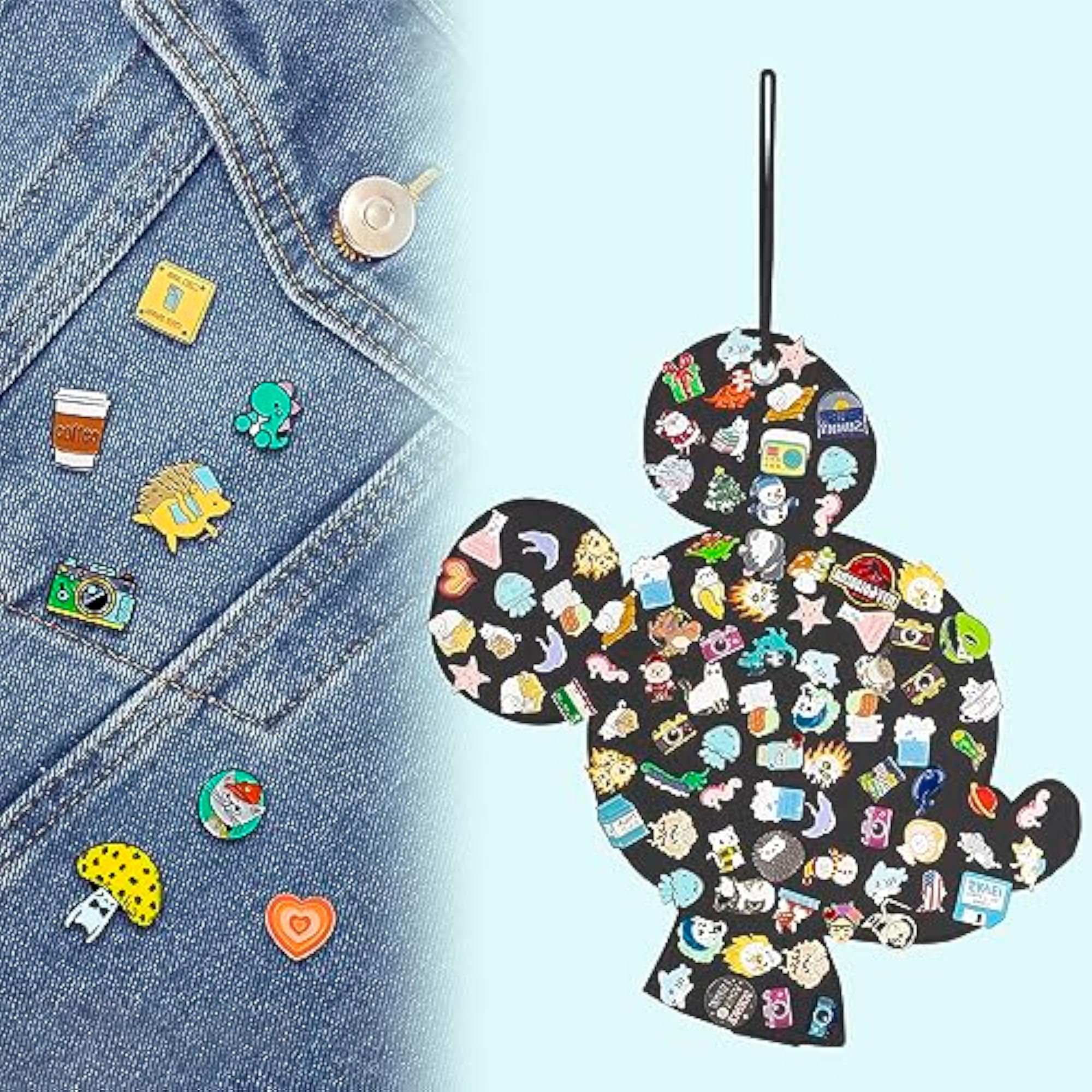 Hanging Brooch Pin Organizer, Cute Cartoon Design