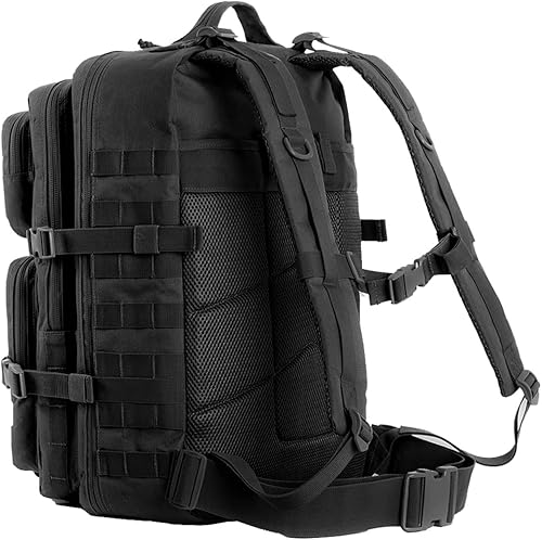 Miniatura 8 de ANJINU Black Tactical Backpack, Military Backpack, Molle Backpack, 42L, Large Army 3 Day Assault Pack (Black