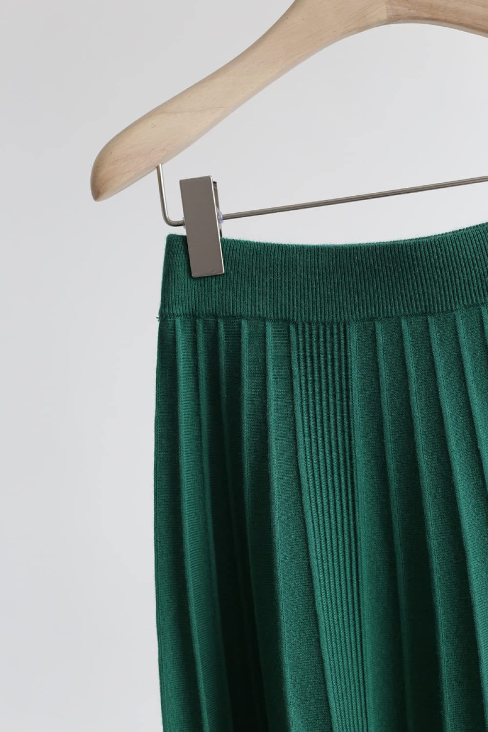 Röcke Damen,Damen Midirock Smaragdgrün Elastisch Hohe Taille Gestrickter Faltenrock Einfarbig A-Linie Swing Gerafft Einfach Herbst Winter Lange Röcke Für Mädchen Damen,M