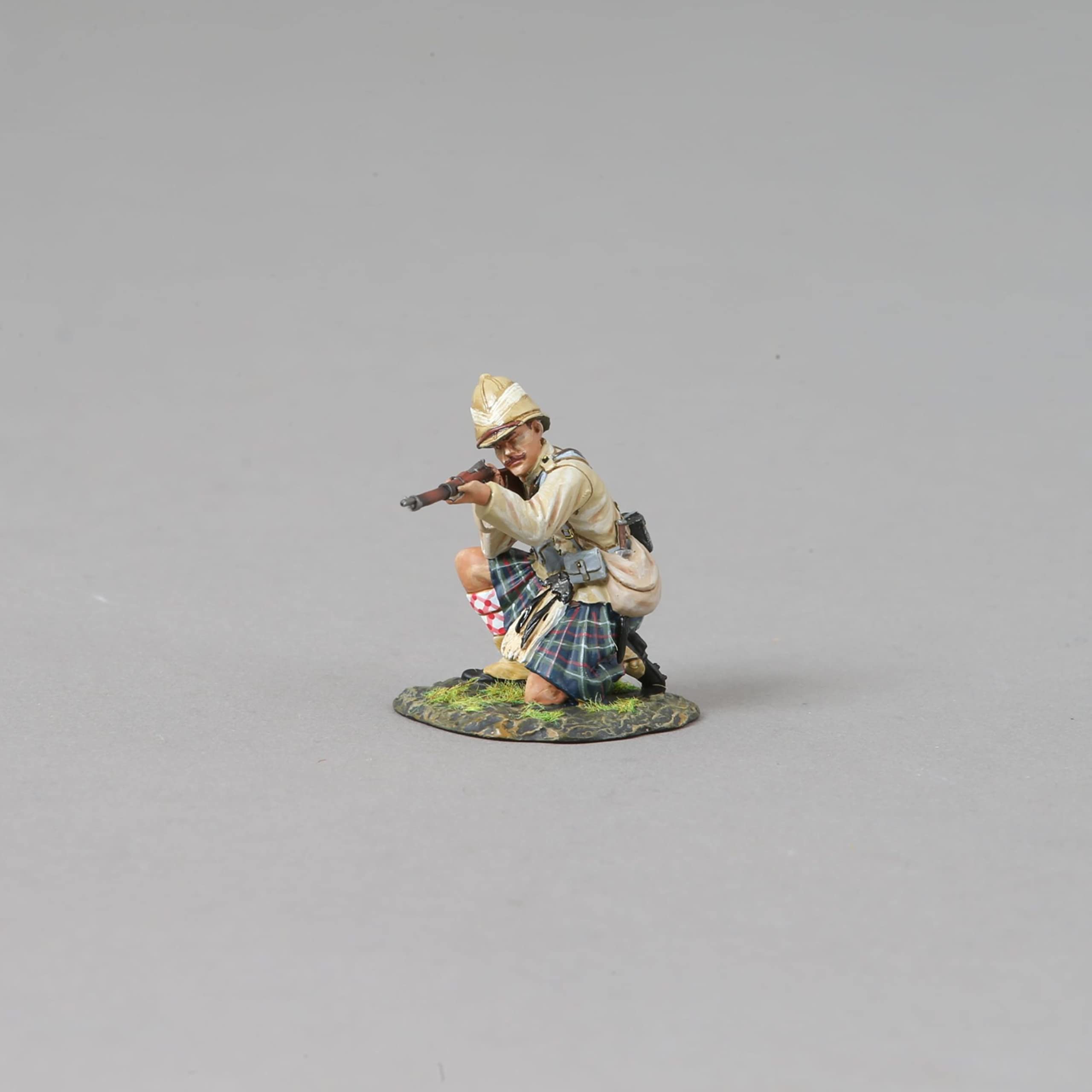 Thomas Gunn Miniatures Boer War VW002B Highlander Private Kneeling Firing Rifle 1:30 Scale Metal