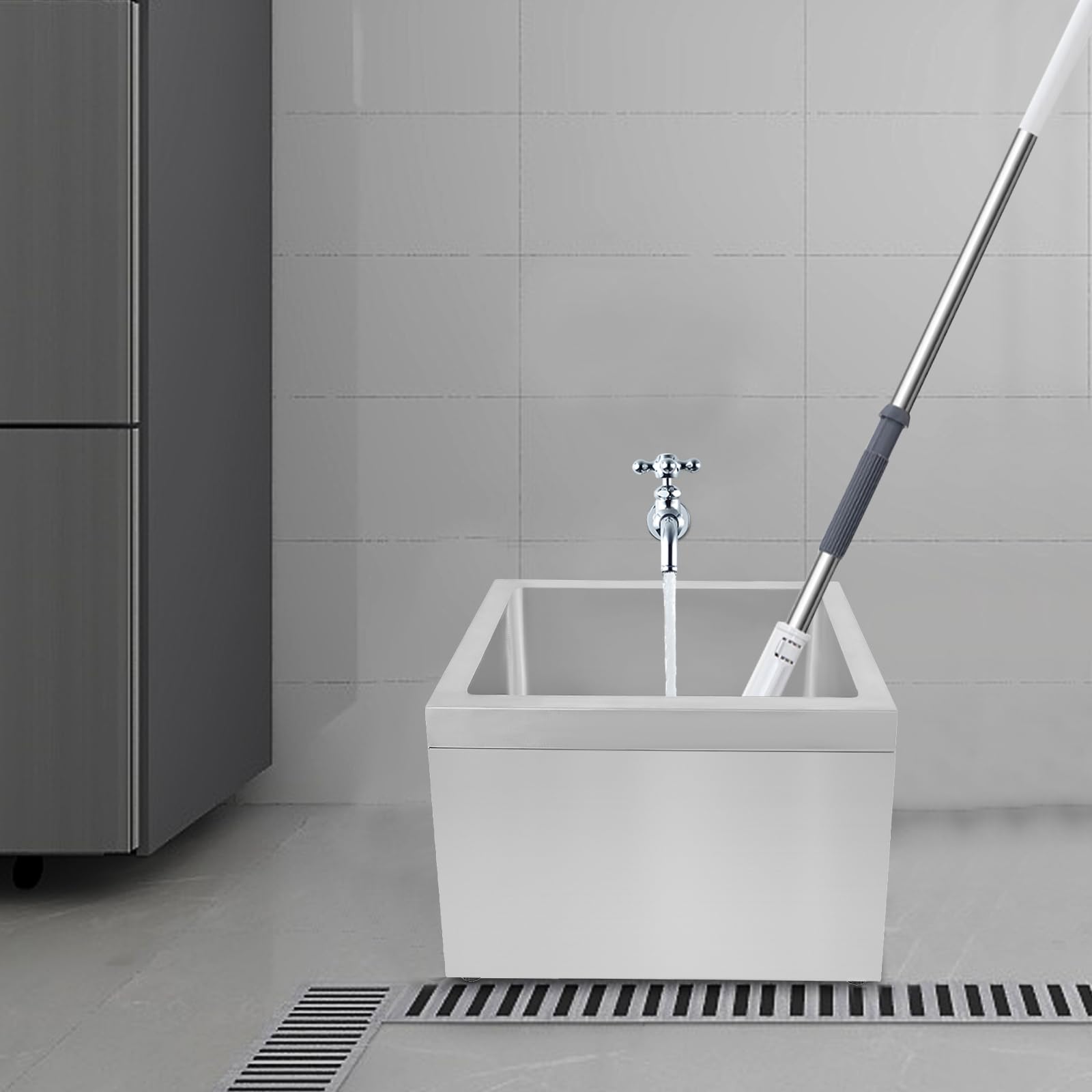 Lavabo per pavimenti in acciaio inox, con scarico, per la casa e