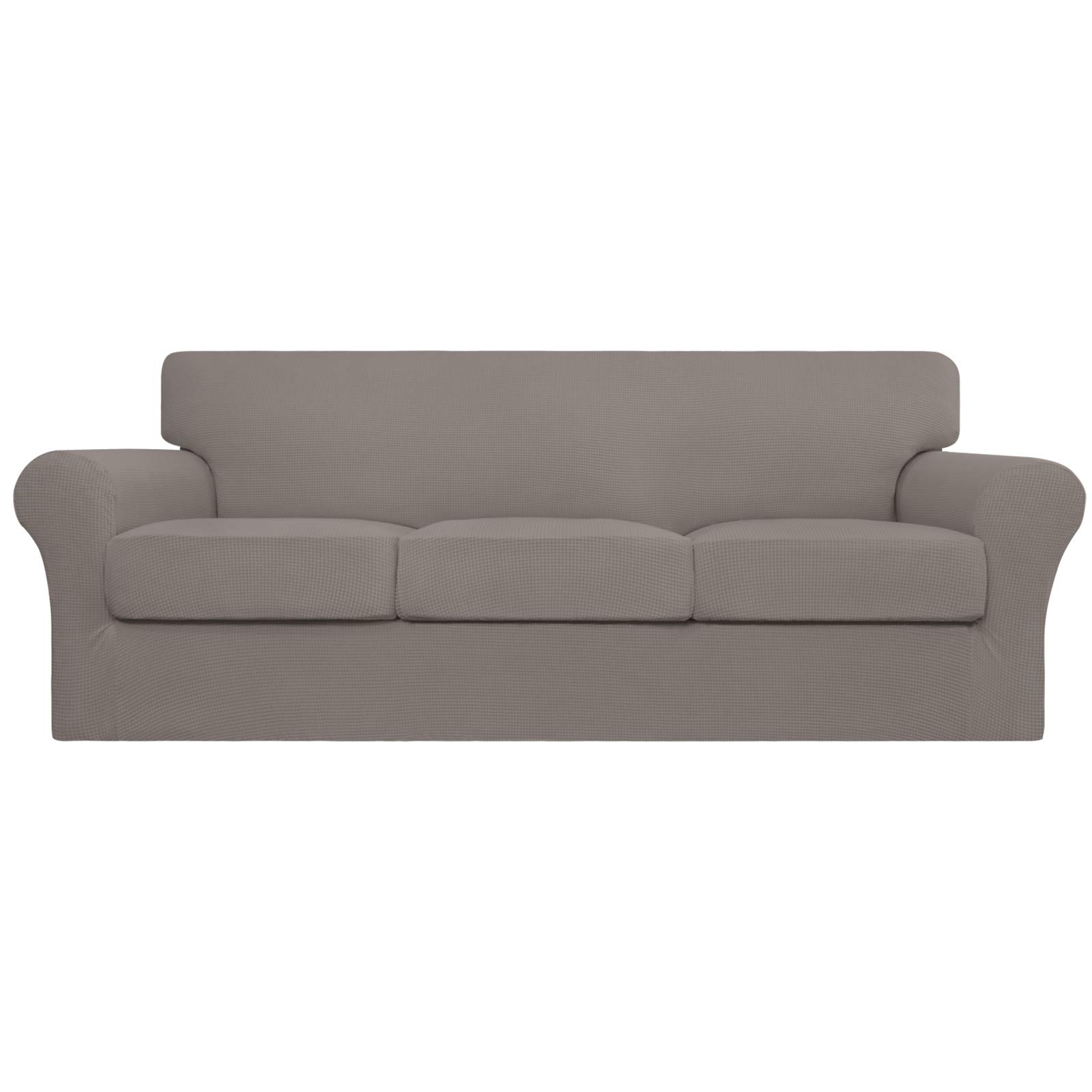 Easy-Going 4 Pieces Stretch Couch Cover Sofa Cover for Dogs Washable Sofa Slipcover for 3 Separate Cushion Couch Spandex Jacquard Fabric Elastic Furniture Protector for Pets, Kids (Taupe, Sofa)