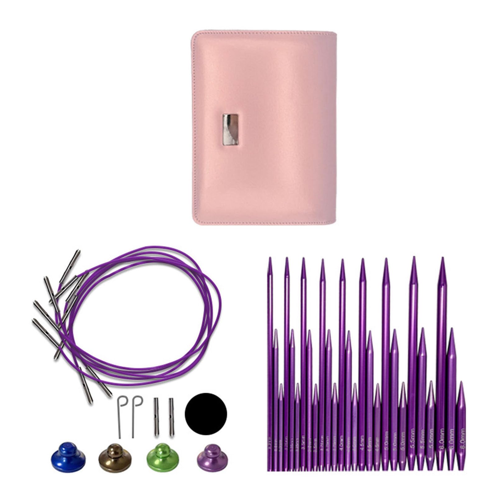 hogtnd Interchangeable Circular Knitting Needles 3.0mm-6.0mm Knitting Needle Set with Case and Accessories Knitting Needles Circular Knitting Needle Set with Accessories