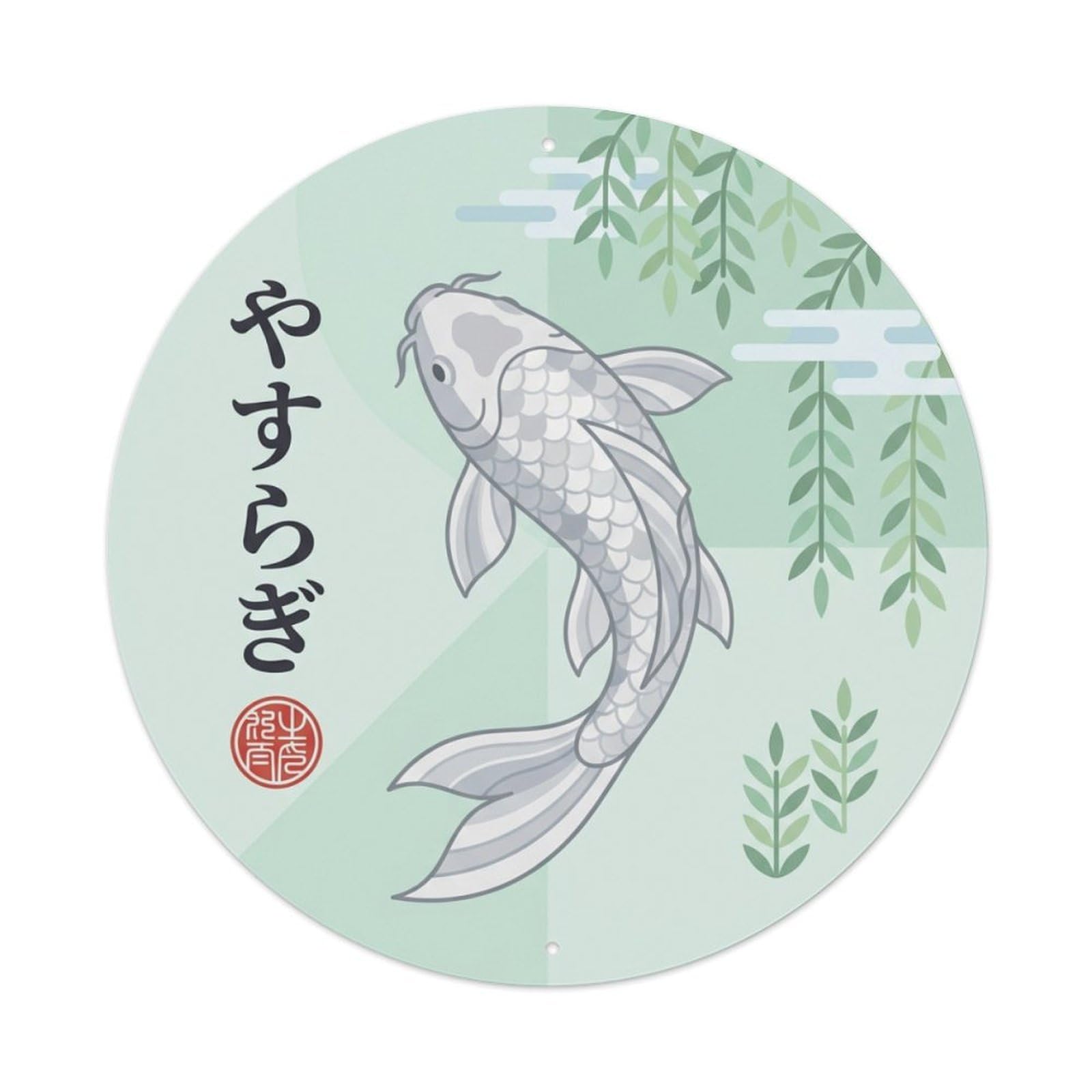 Graceful Willow Koi Fish Ukiyo-e Metal Tin Sign