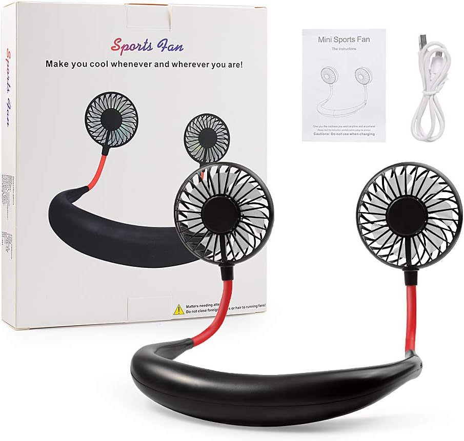 Hands Free Neck Fan,Mini USB Personal Fan Rechargeable,Headphone Design Pocket Fan with 3 Speeds Adjustable and LED Light for Travel Outdoor Office Home Sports : Home & Kitchen