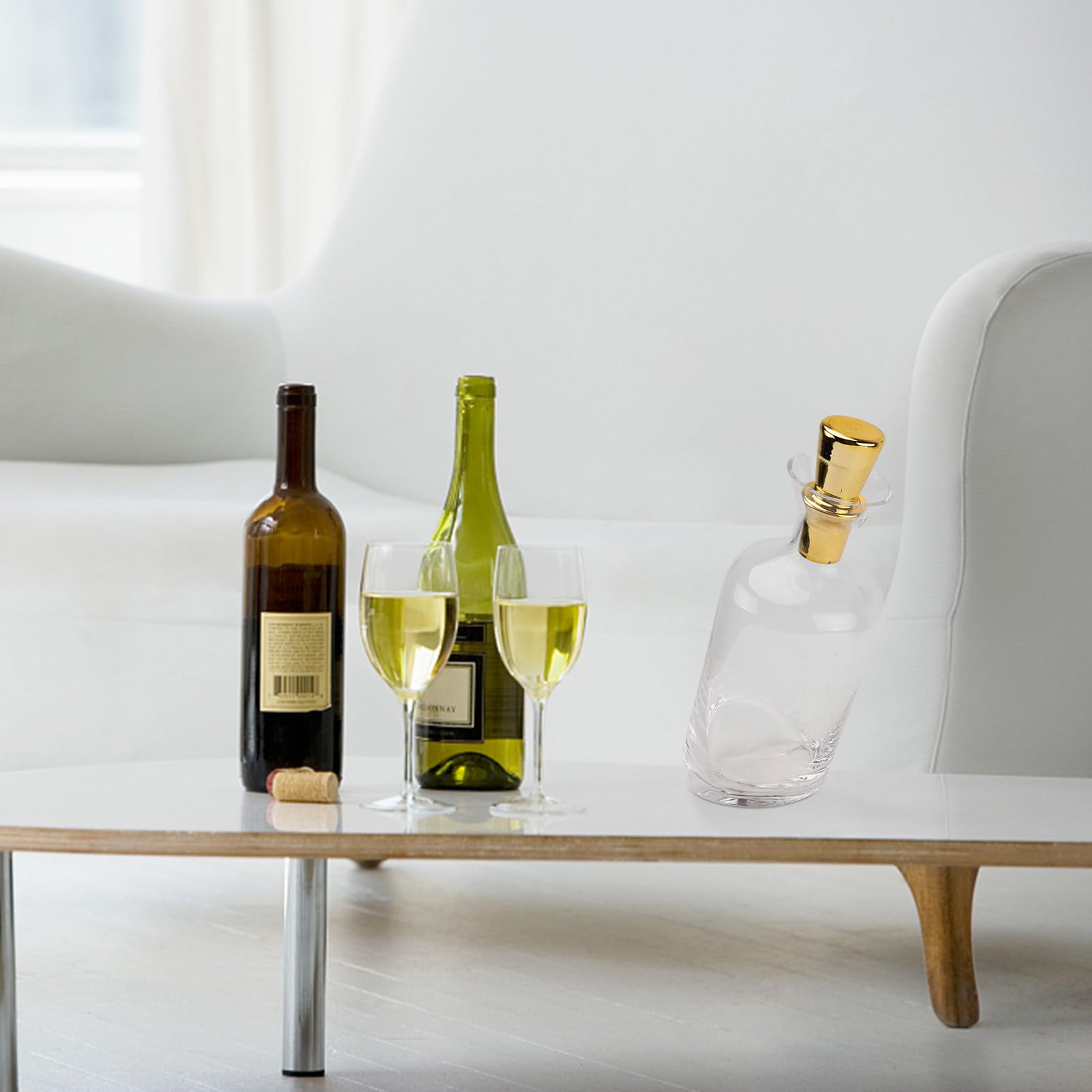 BESTOYARD Decanter in Vetro Trasparente Design Inclinato e Coperchio Dorato, Contenitore per Bevande Resistente ad Alte Temperature, Stile Nordico Creativo per Casa e Bar