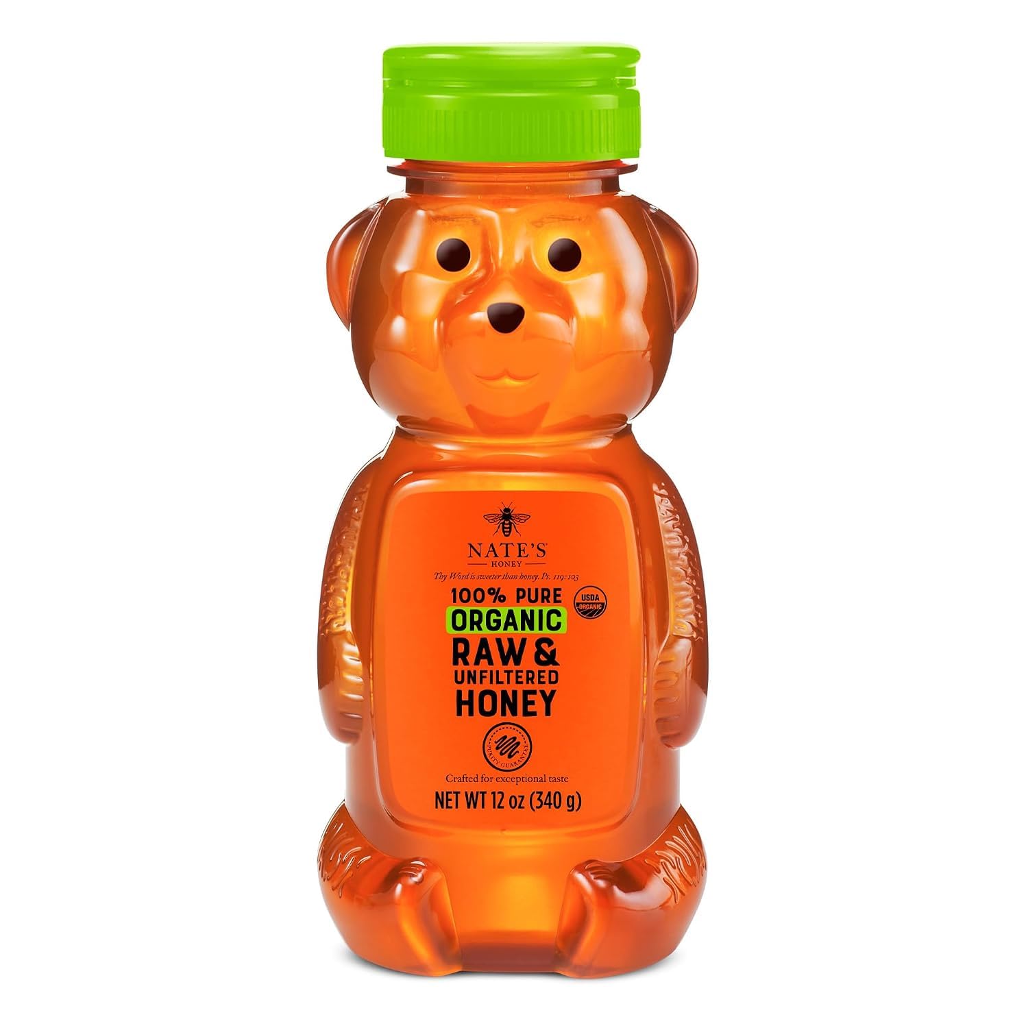 Nate's Organic 100% Pure, Raw & Unfiltered Honey - USDA Certified Organic By Savoy Impex 12 oz Squeeze Bottle 340g