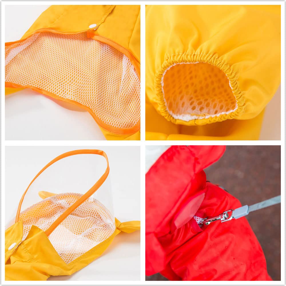 Chubasquero para Perros, Chaqueta Impermeable for Perros pequeños y medianos con Capucha Correa Reflectante, diseño de Abeja, Oso Dinosaurio(Yellow Bear,M)