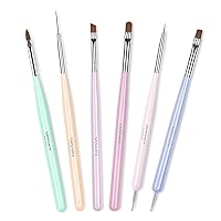 Vista 26 de Beetles - Juego de 6 pinceles de gel para arte de uñas, diseño de esmalte de gel, herramientas de pintura con pincel plano, pincel ovalado, pincel