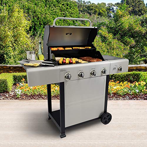 Kenmore 4Burner Gas Grill with Side Burner, Outdoor BBQ Grill, Propane