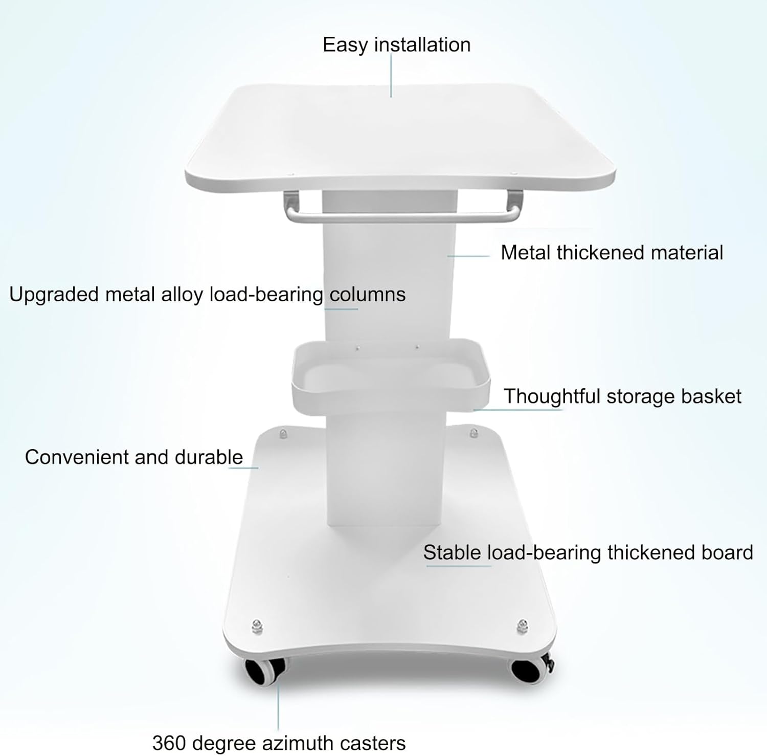 Beauty Salon Trolley Cart, Aluminum Alloy Salon Spa Rolling Trolley, Hairdresser Stylist Esthetician Instrument Storage Tray