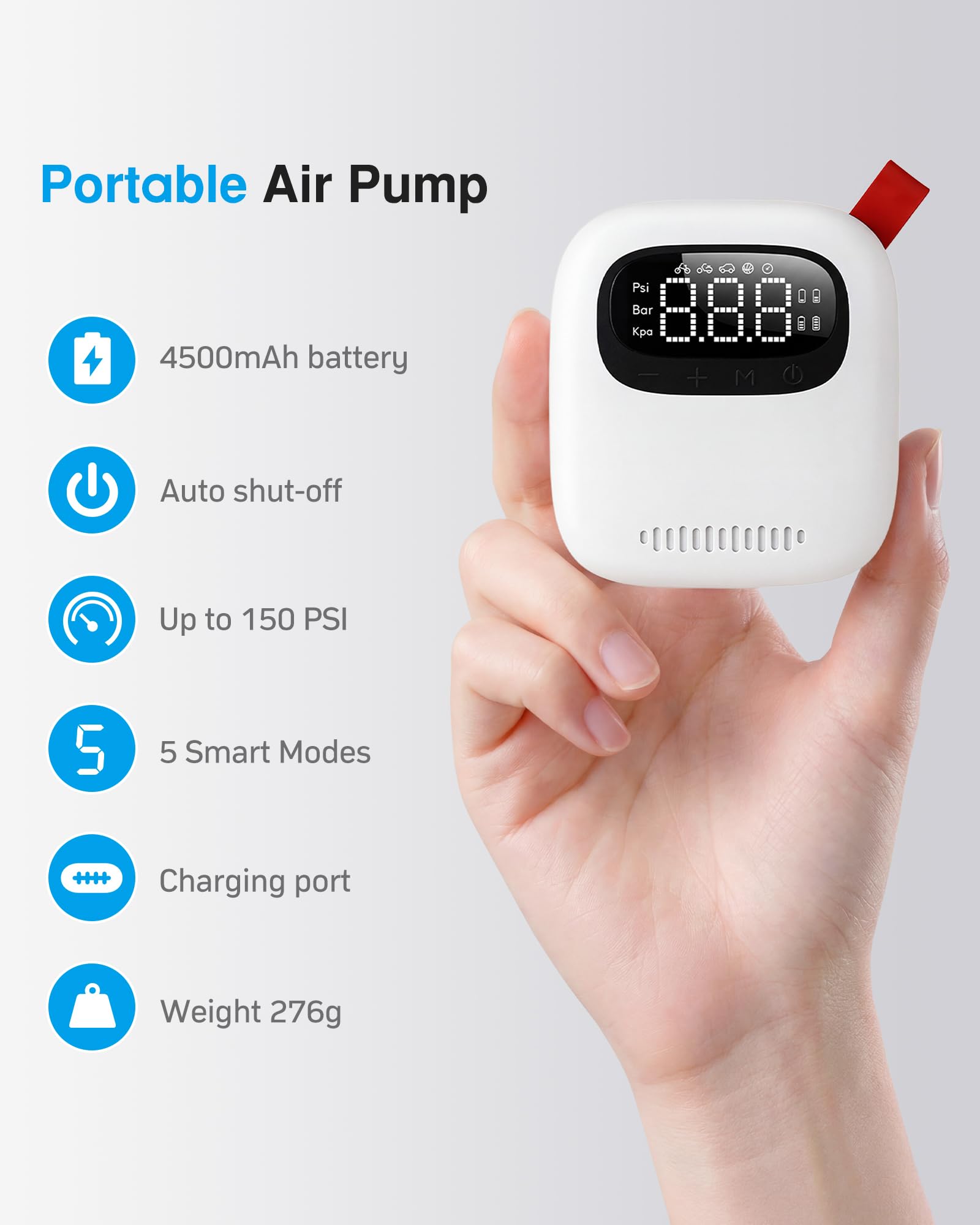 Rechargeable Bike Pump - Inflate Tires Fast! -5