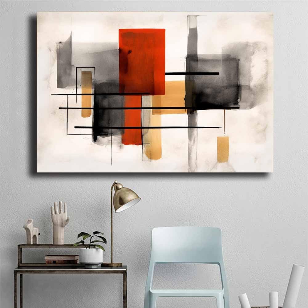 TODOAA Cuadro Abstracto Modernos Lienzo Patrón geométrico moderno blanco y negro cuadros -Salon baño Comedor dormitorio Decoración de pared（Rojo-80x120cm Sin marco