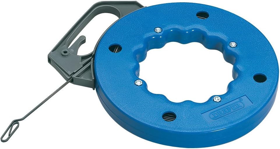 Draper 56761 Electricians Draw Tape in Plastic Case, 15m, Blue Safety