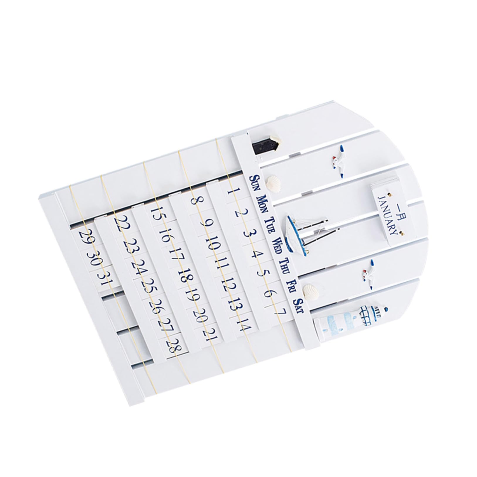 PACKOVE Ewiger Kalender Kreativer Starker und Einfach zu Ändernder Wandkalender aus Mdf Holz im Mediterranen Stil in Weiß für Büro und Studium