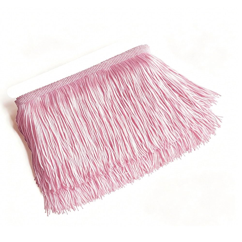 Light Pink Polyester Fringe Trim, 10cmx10m Fringe Trim Tassel Ribbon for DIY Crafting Clothing