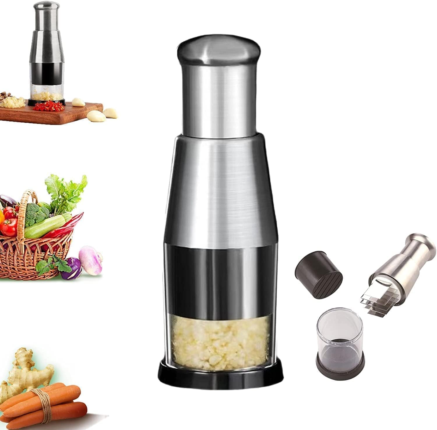 Food Choper Vegetable Chopper Slap Press Chopper, Mincer for Onions Garlic Nuts Fruit Hand Pressure Onion Cutter Chopper Vegetable Cutter Garlic Masher