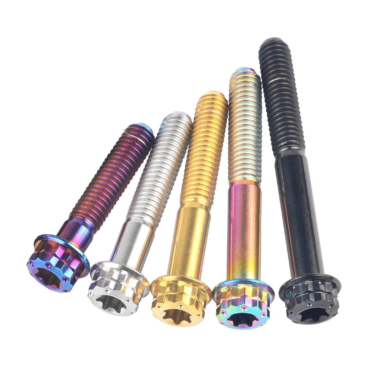 dadi e bulloni assortiti， 3 pezzi di titanio M10X20/25/30/35/40/45/50/55/60/65/70mm Torx passo 1,25/1,5 mm for auto e moto(Titanium,M10X25mmxP1.5mm)