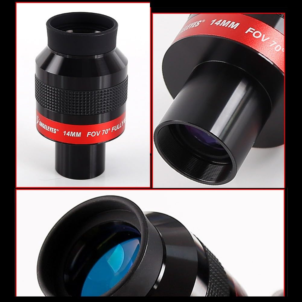 70 para ocular de campo plano de 1.25 pulgadas de gran angular FMC revestimiento parfocal para telescopio astronómico binoculares (7/14/22 mm)