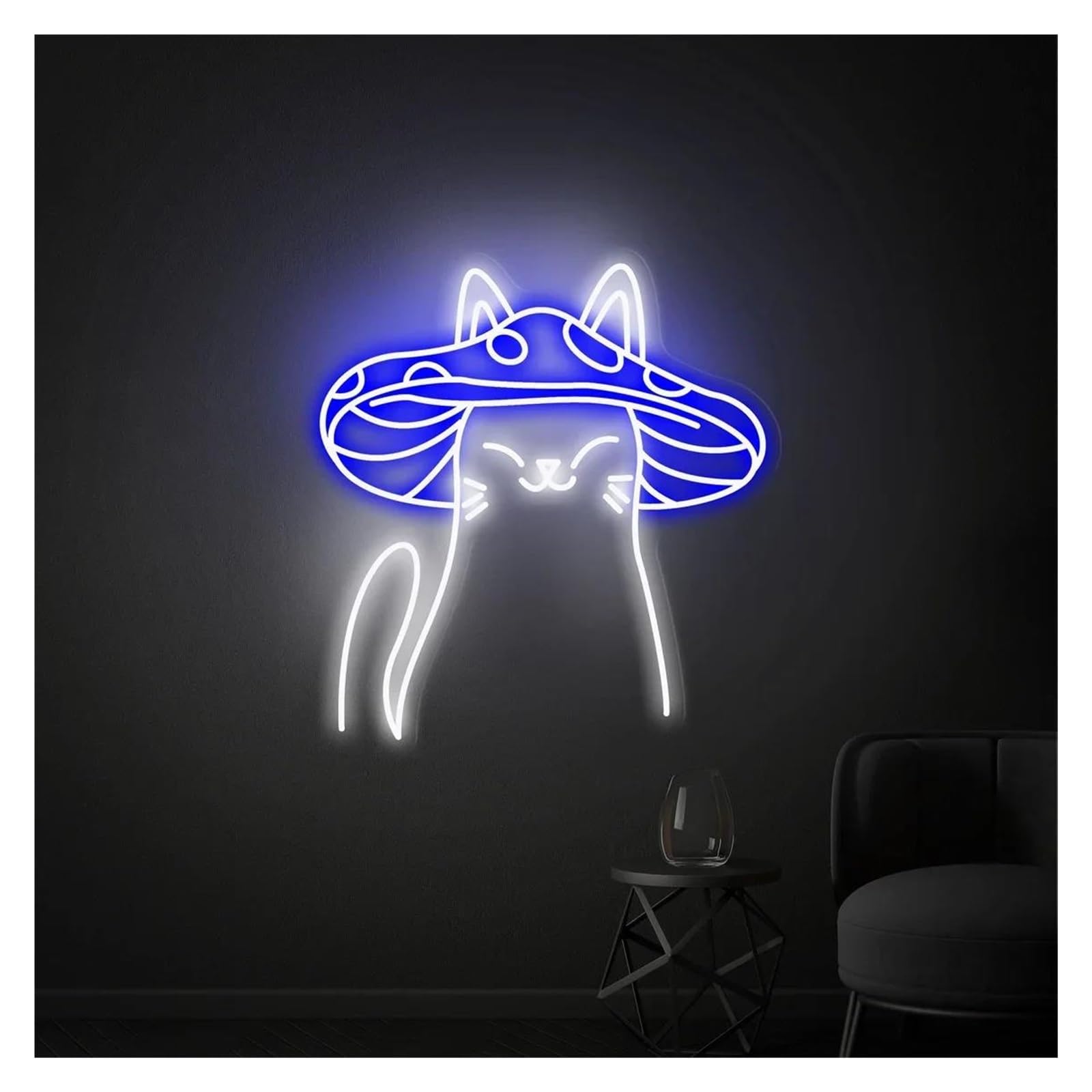 LEMST Signs Lamp Mushroom Neon Sign USB Powered Adjustable Brightness Mushroom Cat Neon Lights for Home Wall Decor 28cmx38cm(D)