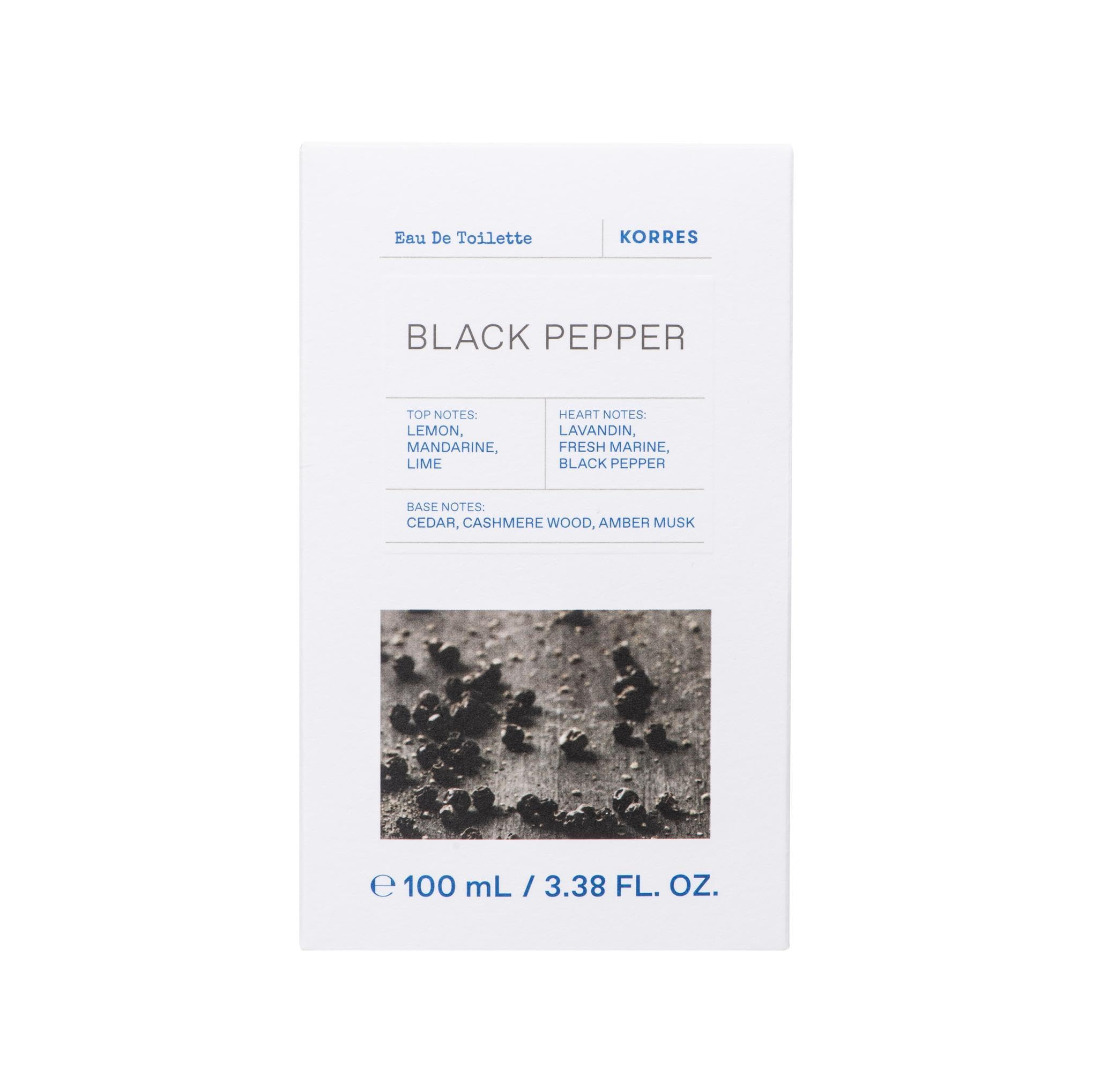 KORRES Black Pepper Eau de Toilette für Ihn, holzig-zitrischer Herrenduft mit schwarzem Pfeffer, Kaschmirholz & Ambra, veganer Männerduft, 100 ml