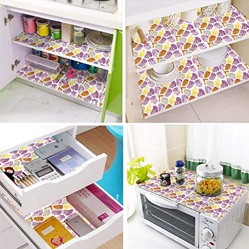 Image of DECOTREE� Exclusive Combo of 1 Cotton Fridge Top Cover, 1 Cotton Fridge Handle Covers, 4 Fridge Mats (Purple, 6 Pcs Set)