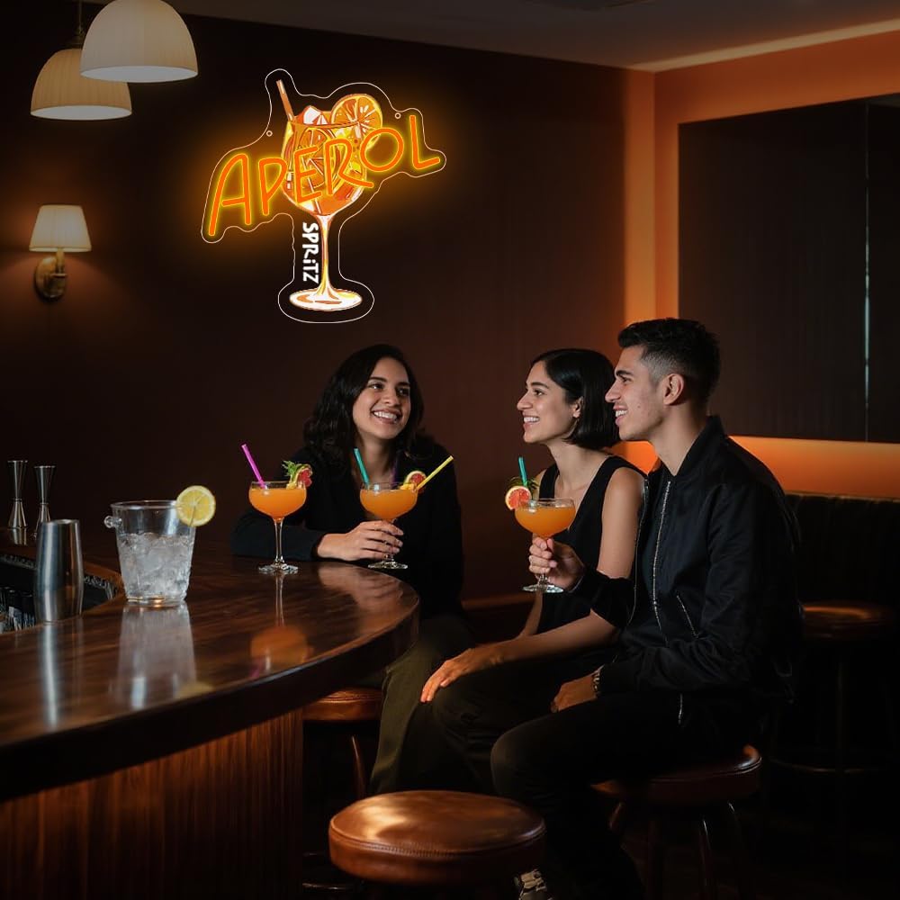 Neon Schild Aperol Spritz Cocktail LED Wand Deko für Bar Club Party 12,2x11,8