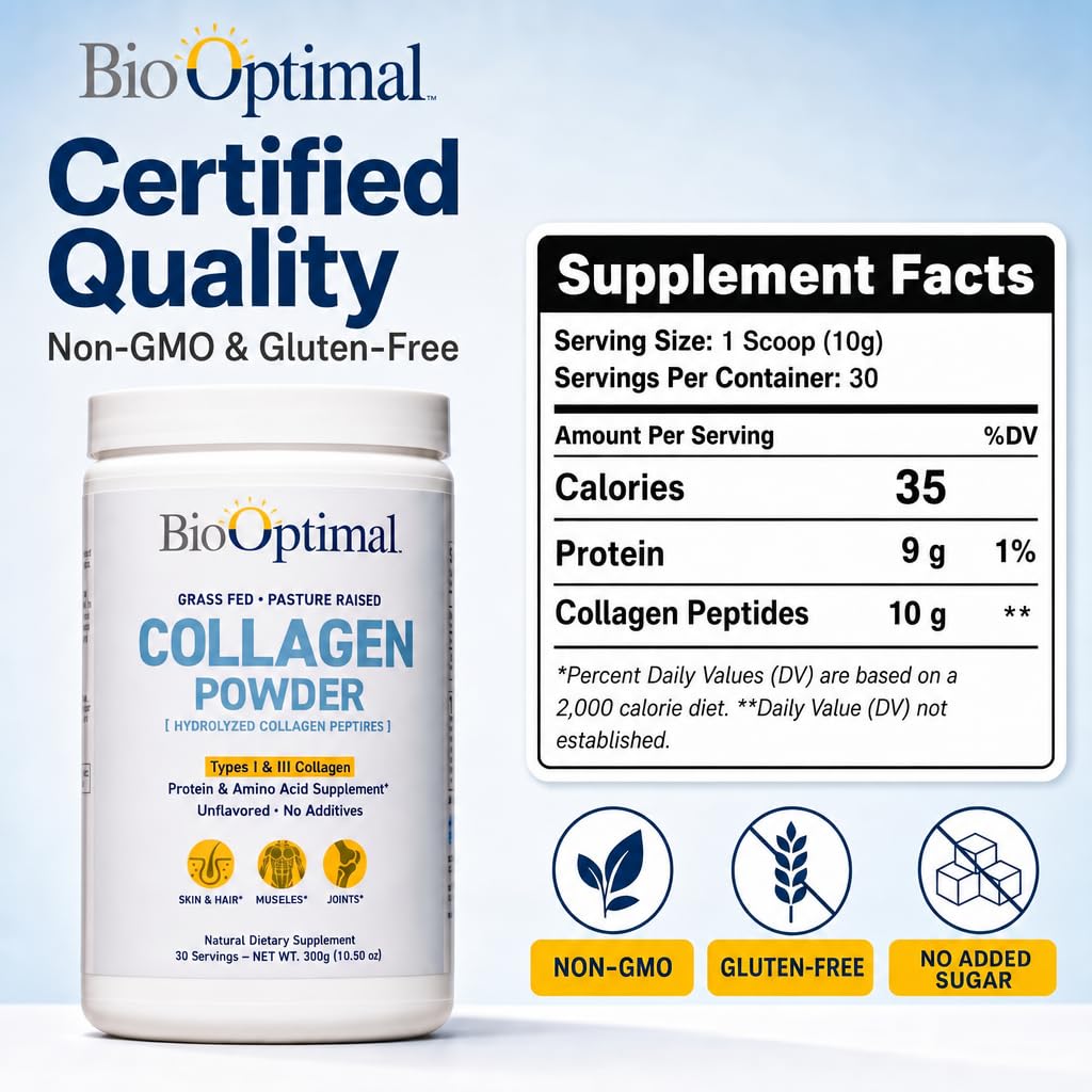 BioOptimal Grass-Fed Hydrolyzed Collagen Powder, Unflavored, Skin & Joints — Amazon image 8