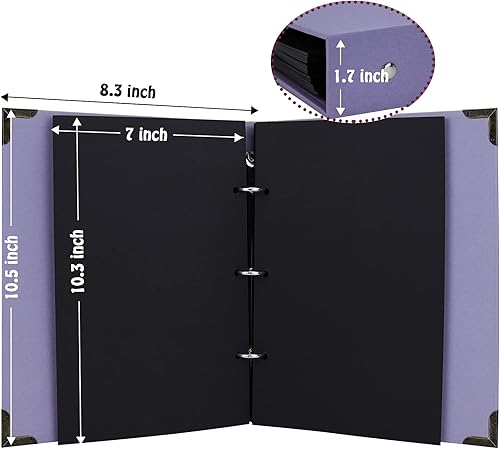 Miniatura 2 de Vienrose Kit de álbum de fotos de bricolaje con bolígrafos, cintas y calcomanías, 60 páginas, tapa dura de 8.5 x 11 pulgadas, 3 anillos, papel negro