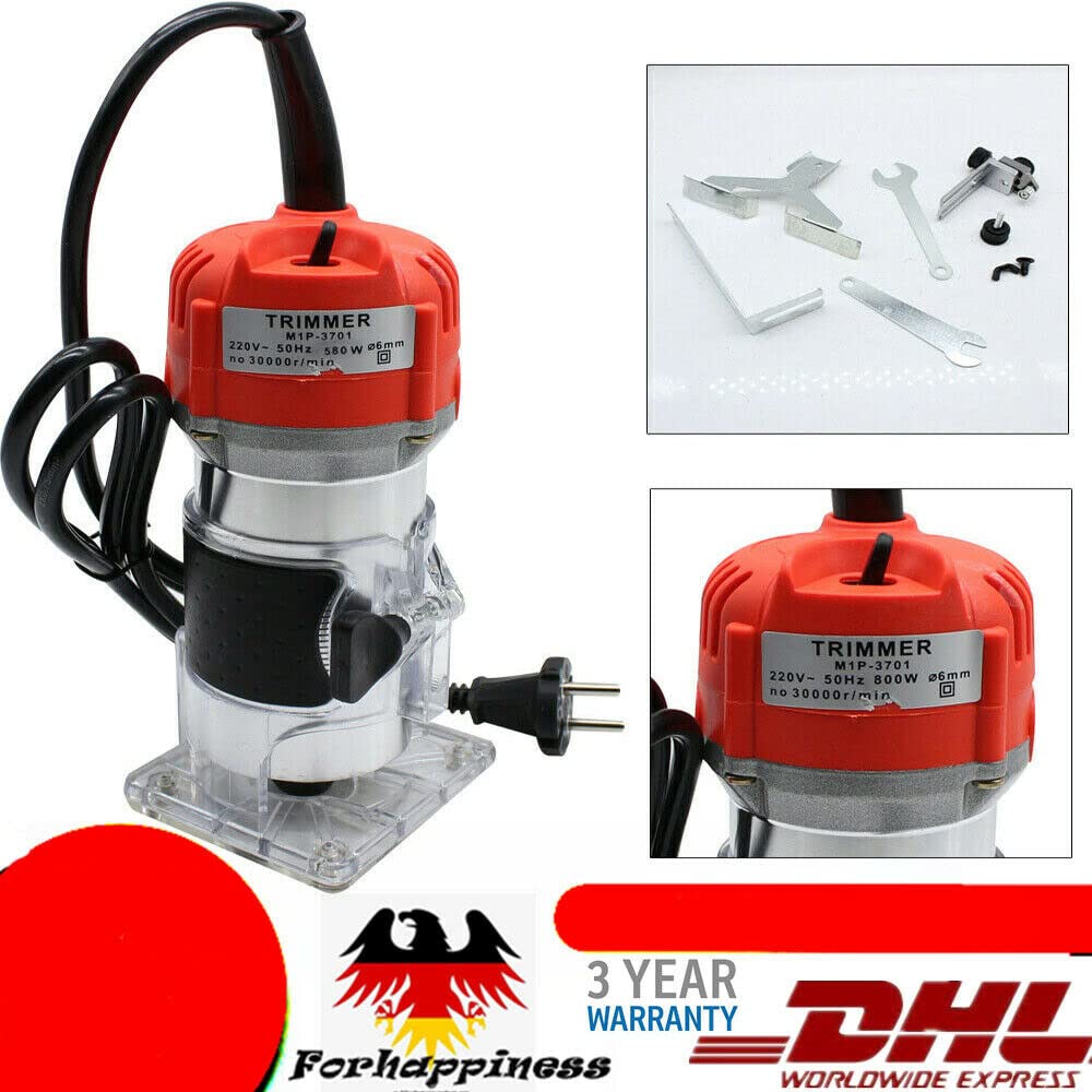 Frezarka jednoręczna 1/4", frezarka górnowrzecionowa, frezarka górnowrzecionowa, frezarka górnowrzecionowa, 800 W, 220 V, elektryczny trymer ręczny, frezarka do drewna, frezowanie 30000 obr./min, 3000 obr./min